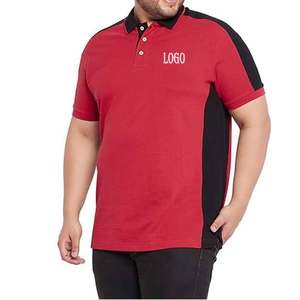 Camisa Roja Personalizada de Corte Regular para Hombre con Rayas Negras en los Hombros, Tejido de Poliéster/Algodón Acanalado para el Cuello, Impermeable y de Secado Rápido - Product Image 3