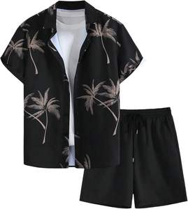 Ensemble deux pièces été 2025 pour homme, t-shirt à manches courtes et short 3D, 100 % coton, tissu tricoté à séchage rapide, OEM - Product Image 1