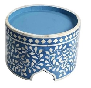 Handcrafted Round <b>Wood</b> <b>Cake</b> Stand with Intricate Bone Inlay Detailing Elegant Serving & Decorative Display for Luxury Interiors - Product Image 3