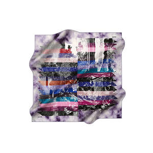 Vintage Lilac Satin Silk Long Square Scarf for Spring and Autumn - Product Image 1