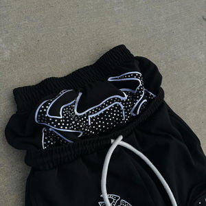 OEM Personnalisé Hommes Vintage Sweat Jogger Pantalon Double Couche Taille Élastique Lavé Évasé Baggy Track Strass Pantalon - Product Image 2