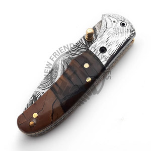 Couteau de poche pliant en acier damas personnalisable OEM manche en résine traversin gravé pour camping en plein air chasse bricolage - Product Image 6