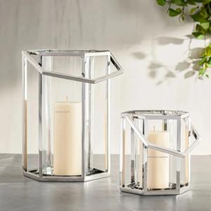 Nueva llegada de acero inoxidable cromo vidrio Metal huracanes vela linterna para el hogar evento Fiesta Mesa decorativa - Product Image 3