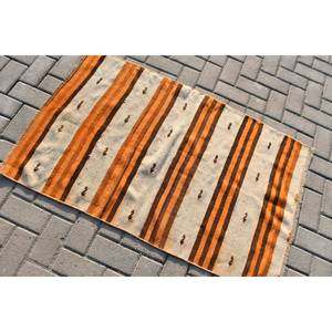 พรมทอสไตล์ตุรกีทำด้วยมือสีส้มเบจแบบดั้งเดิม2.7 x 4.3ft ต่อผ้าวูล PP สี่เหลี่ยมผืนผ้าโถงทางเดินสำหรับน้ำยาง - Product Image 4