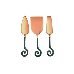 Juego de Cuchillos para Queso de Acero Inoxidable con Mango de Latón Dorado, Cubiertos Perfectos para Cocina, Celebraciones y Bodas - Product Image 2