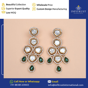 Pendientes de Aro Polki de Primera Calidad, Más Vendidos, con Piedras de Doble Color, para Mujeres y Niñas, en Oferta - Product Image 2