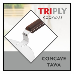 Poêle Maxfresh Triply Concave avec manche en bois de rose, ustensiles écologiques, design moderne et luxueux, en acier inoxydable non revêtu - Product Image 4