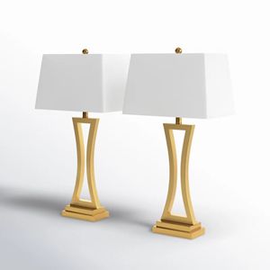 Burholme Metal Table <b>Lamp</b> Set of 2 Sleek Modern Design with Hourglass Body & Bell-Shaped Shade <b>for</b> Stylish Lighting - Product Image 1
