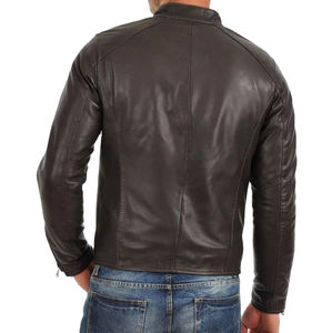 แจ็คเก็ตหนังแท้สั่งทำพิเศษ คอตั้ง แบบกลับด้านได้ สำหรับฤดูหนาว สไตล์ไฮสตรีท แจ็คเก็ตผู้ชาย โลโก้ด้านหน้า สไตล์มอเตอร์ไซค์และไบค์เกอร์ - Product Image 6