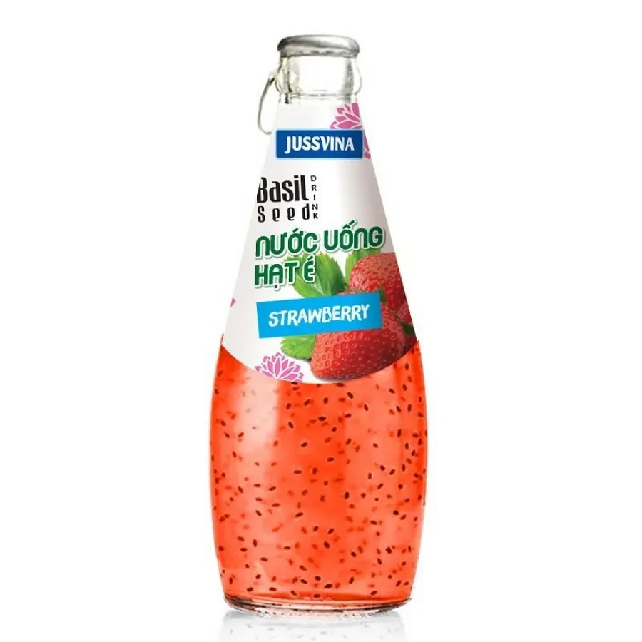 JUSSVINA Basil Seed Drink With Strawberry Juice OEM Beverage Manufacturer Directory New Product 2023