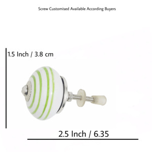 Boutons en céramique blanche de style industriel, bandes vertes, poignées de tiroir pour armoire, cuisine, commode, chambre, salon - Product Image 4