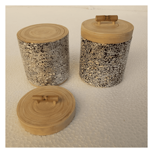 Jarrón de Bambú con Incrustaciones de Nácar, Recipiente de Almacenamiento de Bambú Natural con Incrustaciones de Concha para Té, Café, Especias y Decoración del Hogar, Vietnam - Product Image 6