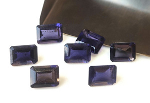 Pierre précieuse en vrac à facettes taillées en octogone d'iolite naturelle en gros 3x5mm-7x9mm bleu pour la fabrication de bijoux - Product Image 4