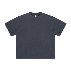 100% algodón de lujo Boxy recortada camiseta para hombres 280g peso pesado Anti-encogido Camiseta de punto de gran tamaño estilo Formal - Product Image 3