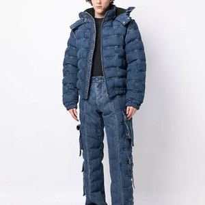 High Quality Custom OEM Men's Puffer Jacket <b>Canvas</b> Stand Collar Cartoon Print Fall Winter Plus Size - Product Image 2