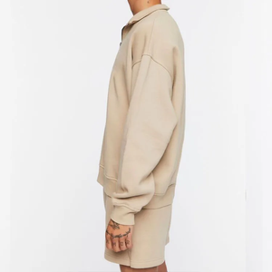 Sweat-shirt à capuche pour homme en polaire uni teint respirant à séchage rapide avec design à épaules tombantes, vente chaude - Product Image 2