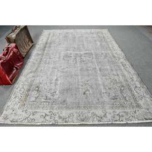 พรมวินเทจขนาดใหญ่ 5x9.6 ฟุต พรมขนสัตว์ลายกราฟิกสีเทาแบบตุรกี - Product Image 1