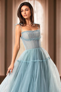 Alta calidad Santorini Royal Design tul hinchado sin mangas sesión de fotos largo vestido volador fluido para mujeres - Product Image 4