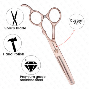 Tijeras de Peluquería para Adelgazar el Cabello en Oro Rosa, Tijeras de Adelgazar con Filo Afilado, Tijeras de Adelgazar con Logotipo Personalizado, Fabricante OEM por Bahasa Pro - Product Image 4