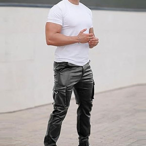 Pantalones de Cuero Casuales para Hombre, Diseño Superior Personalizado, Alta Calidad, Ligeros, Características Ecológicas, Logotipo Personalizado, Corte Recto, Tiro Medio - Product Image 4