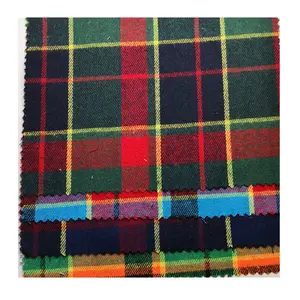 21s yarn dyed flannel supplier shirting Yarn-dyed flannel check brushed fabric twill single brushed fabric