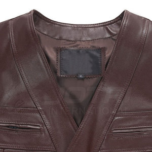 Venta al por mayor Tallas grandes Chaqueta de cuero Chaleco de uso al aire libre Chaqueta de cuello en V Chaleco de cuero Chaqueta - Product Image 3