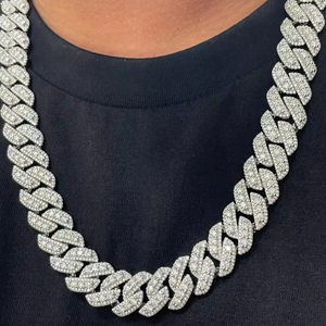 Collar de Cadena Cubana de Acero Inoxidable Chapado en Plata de Ley 925 Personalizado con Moissanite Hip Hop Diamante Estilo Único - Product Image 1