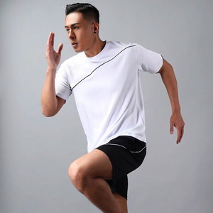Vêtements de Sport décontractés pour hommes, ensembles de course chemises + shorts, combinaisons de Sport à séchage rapide, piste de football, Jogging, vêtements de Sport, survêtement athlétique - Product Image 2