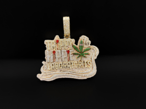 Pendentif en acier inoxydable personnalisé avec logo Hip Hop serti de diamants CZ pour unisexe - Product Image 2