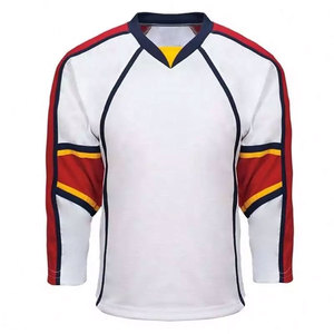 Jersey de hockey sobre hielo con cuello en V de poliéster 100% hecho a medida, uniforme Unisex con logotipo bordado, nombre del equipo OEM - Product Image 6