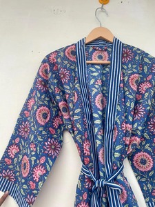 ชุดคลุมบ้านพิมพ์ลายดอกไม้ทำจากผ้าฝ้ายแท้สำหรับฤดูร้อนชุดกิโมโนชายหาดชุดเทศกาลตะวันออกชุดคลุมอาบน้ำพิมพ์ลายกิโมโนของขวัญ - Product Image 4
