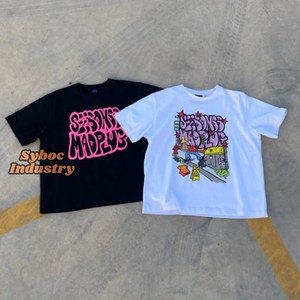 Camiseta de punto estampada de algodón puro para hombre, camiseta recortada de gran tamaño personalizada de 280 GSM para niños - Product Image 6