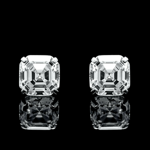 4.00 CTW Asscher Cut Lab Grown Diamond Stud Earrings Pair IGI Certified 14K Solid Gold Prong Set Diamond Earrings for Women - Product Image 1