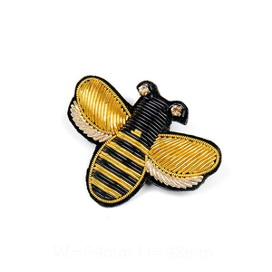 New Best Quality Embroidered Fashion Bullion Wire Brooches with Chenille Fabric Low Price Wholesale <b>Hat</b> Brooch - Product Image 2