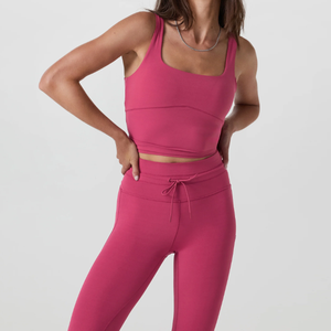 210Gsm Cintura Elástica Alto-Chaleco Deportivo de Verano Pantalones Sujetador de Fitness a Prueba de Golpes para Correr Entrenamiento Conjunto de Yoga de Dos Piezas - Product Image 2