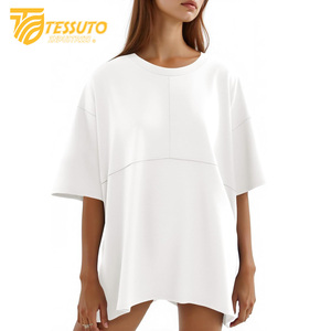 Camiseta básica de gran tamaño con logotipo de impresión personalizado de peso pesado Camiseta de algodón 100% de moda de talla grande de alta calidad para mujer - Product Image 3