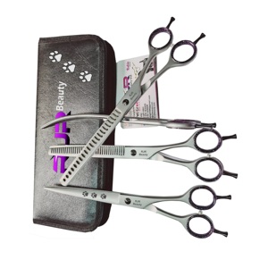 Ensemble de 4 outils de toilettage pour animaux de compagnie en acier inoxydable de qualité supérieure avec ciseaux de qualité professionnelle, antistatiques et à pointe lisse - Product Image 6