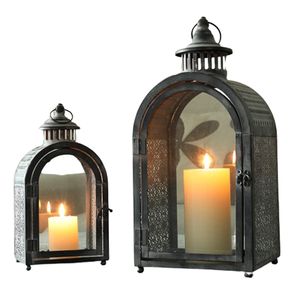 Luxurious Decoration Black Color Antique Finished Handmade Metal And Glass <b>Candle</b> <b>Lantern</b> For Garden Indoor <b>Outdoor</b> Supplies - Product Image 6