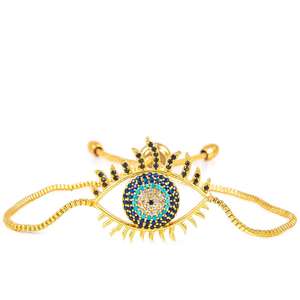 Pulsera de moda con ojo de oro Chapado en circón Brazalete con estampado de ojos elegante - Product Image 1