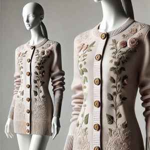 FISLEY INTERNATIONAL Cardigan à manches longues à col en V pour femme, imprimé dessin animé, mélange viscose/coton, anti-boulochage, respirant - Product Image 5