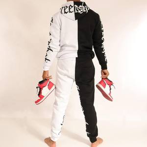 <b>Autumn</b> Men's Blue Hooded Sweatshirt 3D Printed Screen Print Fleece <b>Fabric</b> Knitted Pullover with Front Logo Embroidery Plus Size - Product Image 2