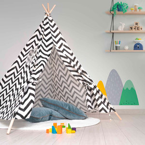 Tienda de campaña Montessori ROBINCOOL con estampado geométrico, luces y alfombra de juego para niños - Product Image 2