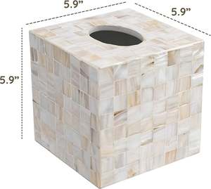 Boîte à mouchoirs en nacre artisanale indienne avec un look contemporain, rangement pour le bureau, fabriqué en Inde - Product Image 2