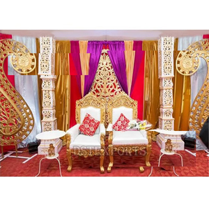 Punjabi Wedding Stage Decors Canada Wedding Golden Paisley <b>Props</b> Stage Set Fiber Pillars New Style Wedding Stage - Product Image 1