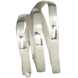 Sculpture en métal argentée moderne polie en forme de lunettes, pour décoration intérieure et extérieure, artisanat métallique contemporain, forme antique - Product Image 5