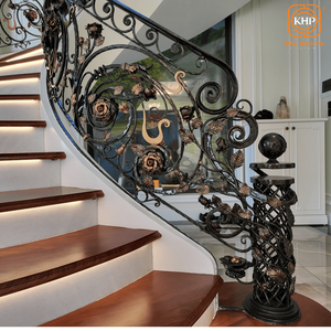 Barandilla de Escalera de Hierro Forjado de Alta Calidad KHP, Recubierta de Vinilo para Interiores, Hecha a Mano en Vietnam, Hermosa Decoración para Villas de Lujo. - Product Image 4