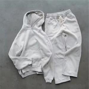 Conjunto de chándal de calle personalizado para hombre 2025, 2 uds., pantalones de chándal acampanados de algodón, Sudadera con capucha, lavado ácido, sólido, chándal adecuado para invierno - Product Image 2