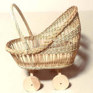 Vente en gros de haute qualité poussette pour bébé trotteur à pousser à la main avec rotin naturel fait à la main pas cher poussette pour enfant pour poupée - Product Image 1