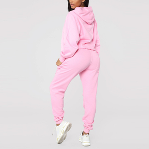 Ensemble d'entraînement de vêtements de sport de fitness gris pour femmes Pull à capuche à manches longues Survêtement à logo personnalisé Mode XXL 2 pièces pour femmes - Product Image 5
