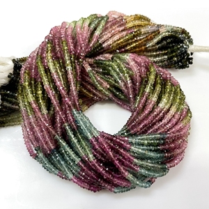 Multi Tourmaline Faceted Rondelle Shape Beads Natural Wholesale Gemstone Beads for Jewelry Making - Product Image 1